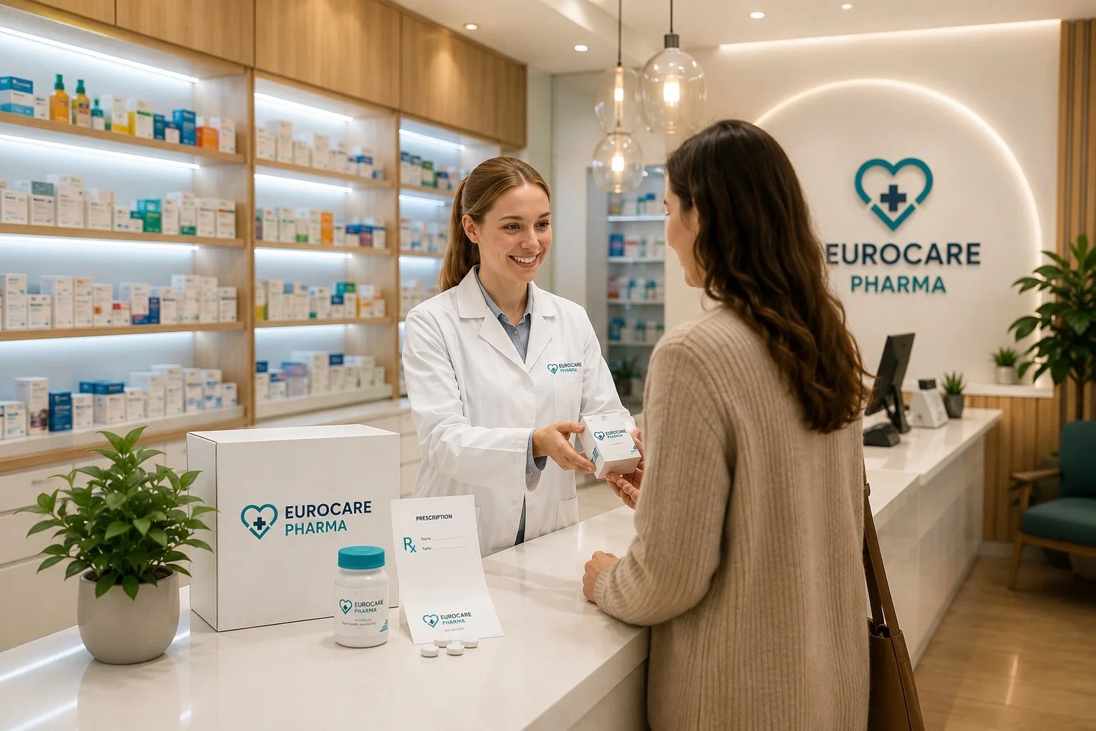 EuroCare pharmacist helping a patient
